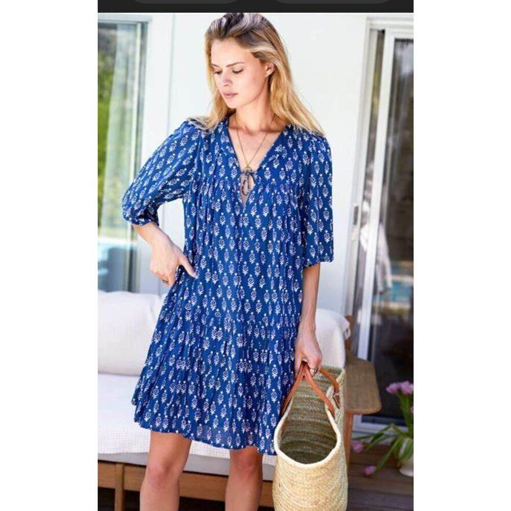 EMERSON FRY India Collection Sz M/L Marguerite Blue Isla Dress